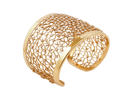 18k gold and diamond snowflake cuff bracelet