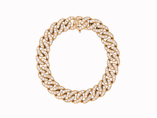 18k yellow gold with white brilliant diamond link bracelet