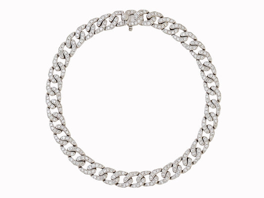 18k white gold with white brilliant diamond link bracelet