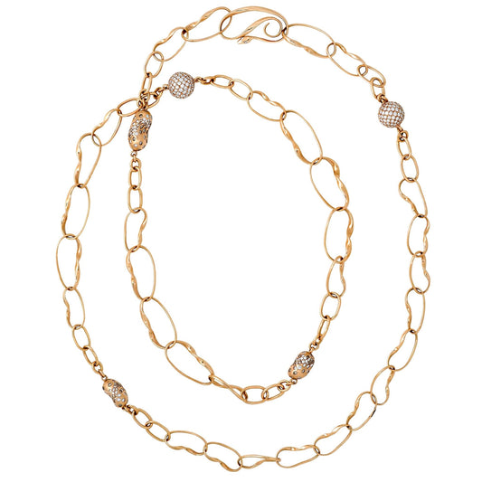 18k rose gold Italian necklace with diamond accents