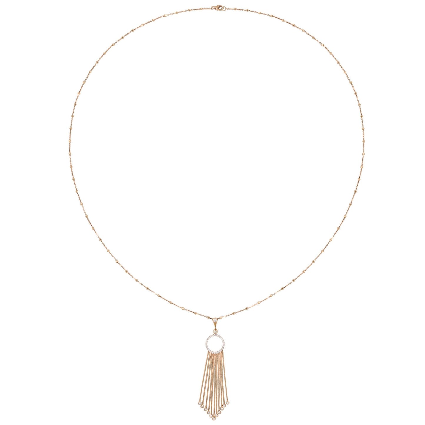 18k rose gold Italian Crivelli Diamond Tassel Necklace