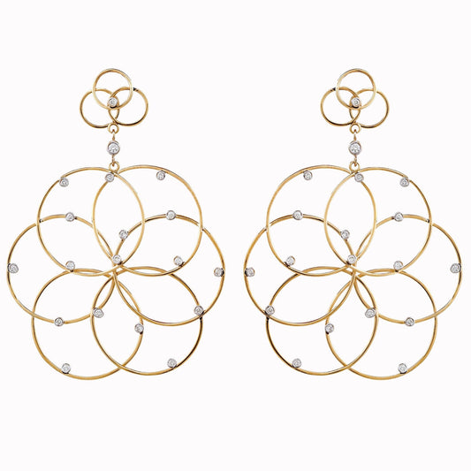 Open airy large Italian flower motif earrings