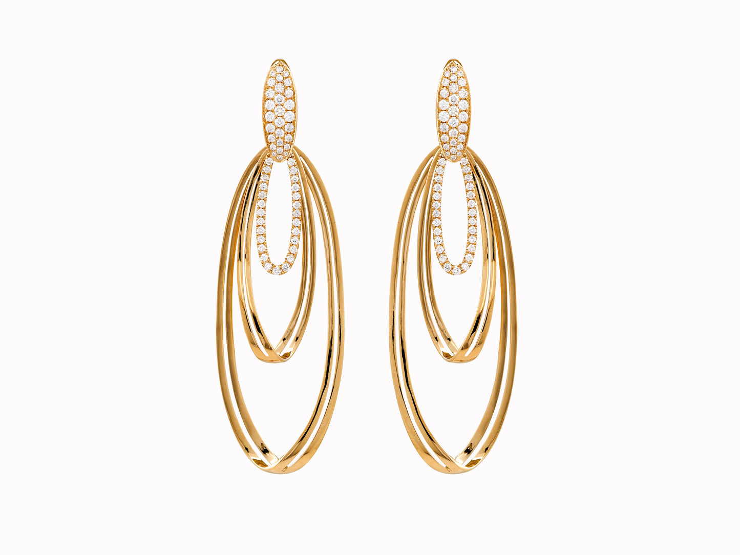 Gold and diamond hanging earrings