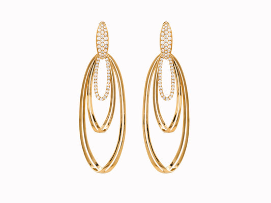 Gold and diamond hanging earrings