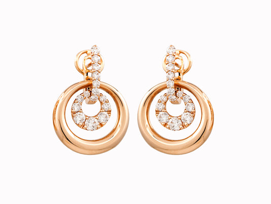 Crivelli 18k rose gold Italian circular earrings with diamonds