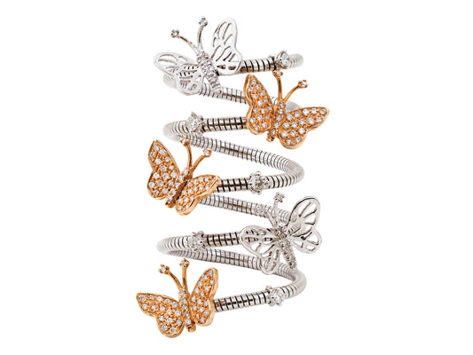 18k rose and white gold with diamond butterflies