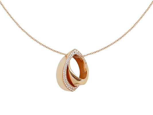 Italian pendant, Garavelli rose gold pave diamond necklace
