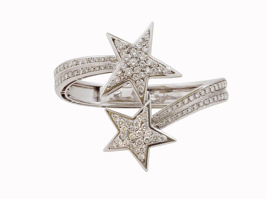 White gold pave diamond star cuff bracelet