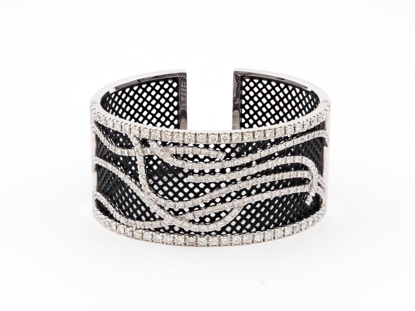 Black gold with white diamond cuff Italian bracelet