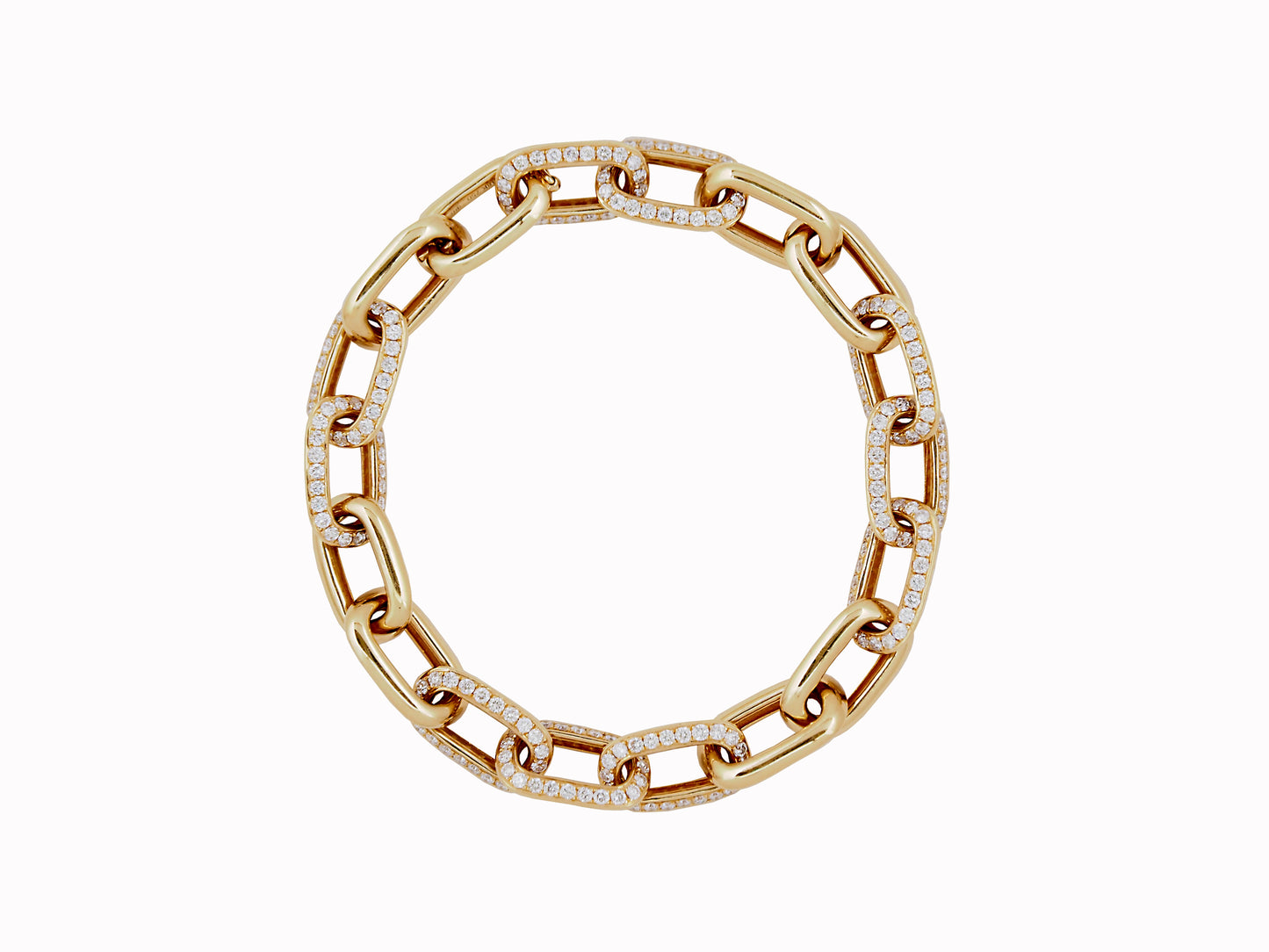 Italian link 18k gold and white diamond pave bracelet