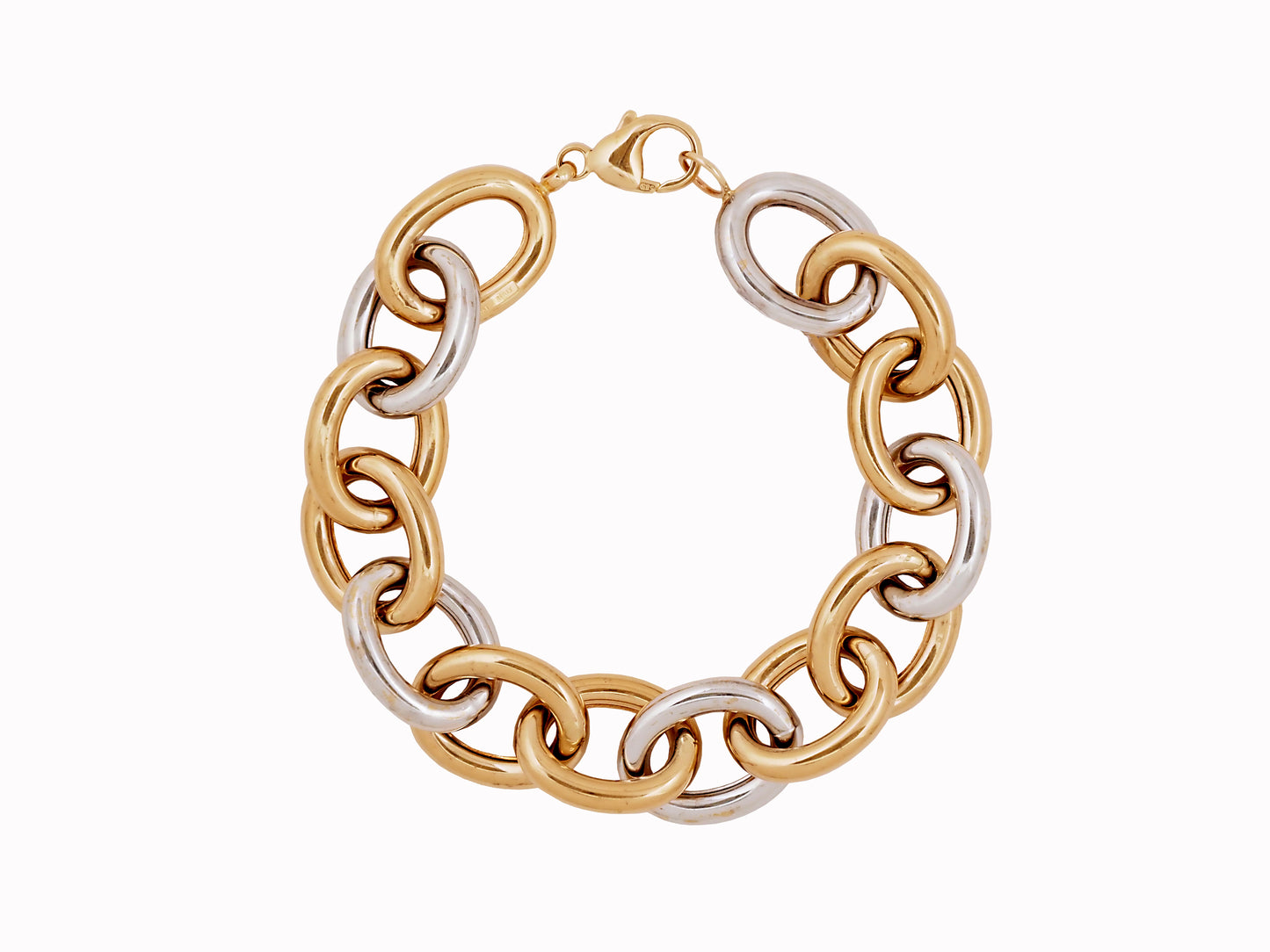 14k yellow and white Italian link bracelet