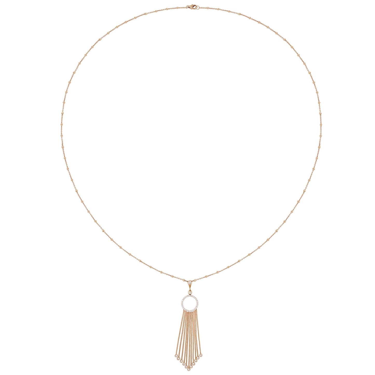 18k rose gold Italian Crivelli Diamond Tassel Necklace