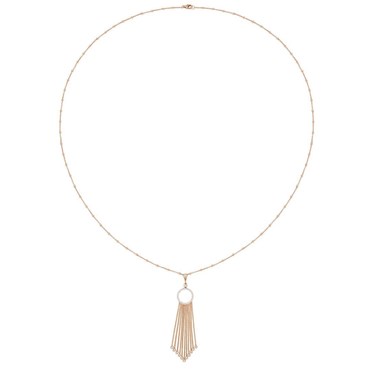 18k rose gold Italian Crivelli Diamond Tassel Necklace