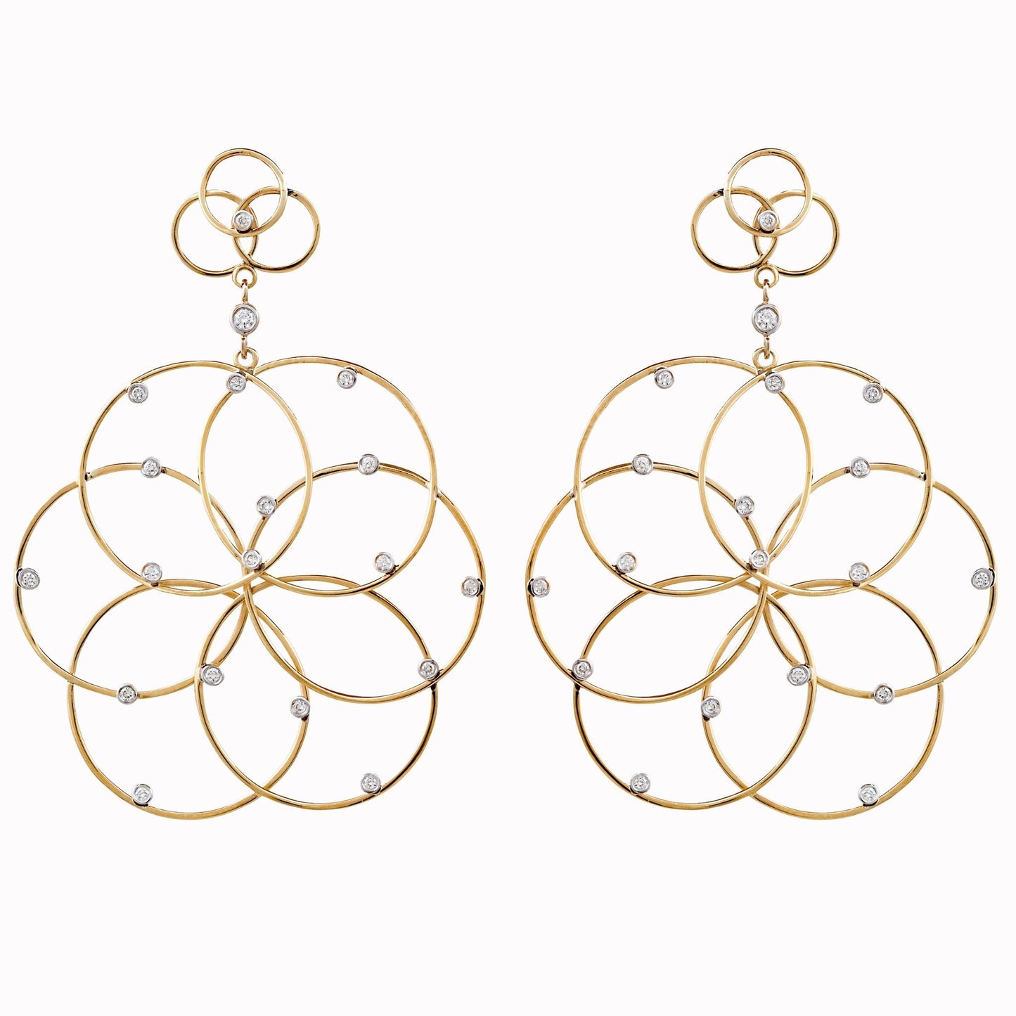 Open airy large Italian flower motif earrings