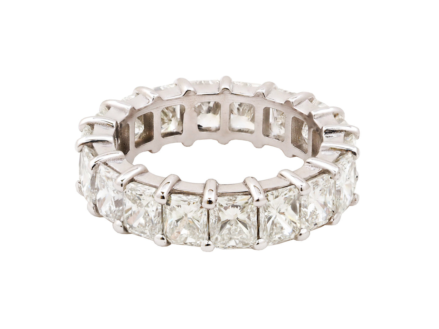 18k white gold radiant cut eternity band