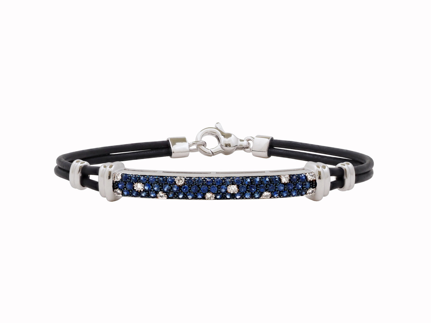 Pave Blue Sapphire and White Diamond Italian Bracelet