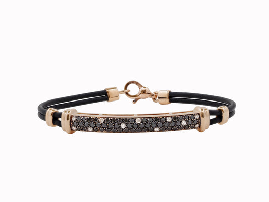 Black and White Pave Diamonds Italian Rose Gold Bracelet